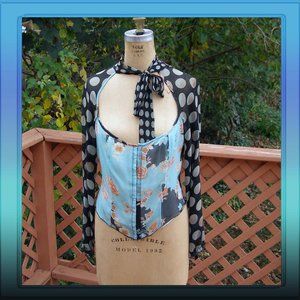 NEW RARE Patrizia Pepe Silk Blouse size L 10 Unique print